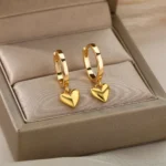 Stainless Steel Earring for Women Heart Zircon Gold Color Hoop Earrings Vintage Waterproof Ear Piercing Jewelry Accessories Gift - Image 29