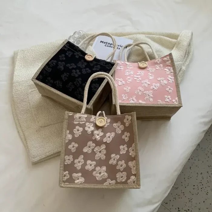 2024 Linen Bags Handbag For Women Shopper Tote Bag Fashion Designer Bag Convenient Large-capacity For Travel Grocery Bag - Image 1