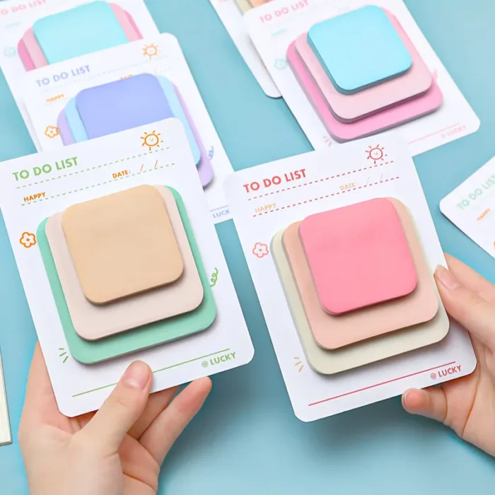 Multicolor Memo Pad 3 Size Adhesive Notepad Decal Scrapbooking DIY Diary Sticky Note Office School Supplies Kawaii Stationery - Image 1