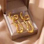 Stainless Steel Earring for Women Heart Zircon Gold Color Hoop Earrings Vintage Waterproof Ear Piercing Jewelry Accessories Gift - Image 6