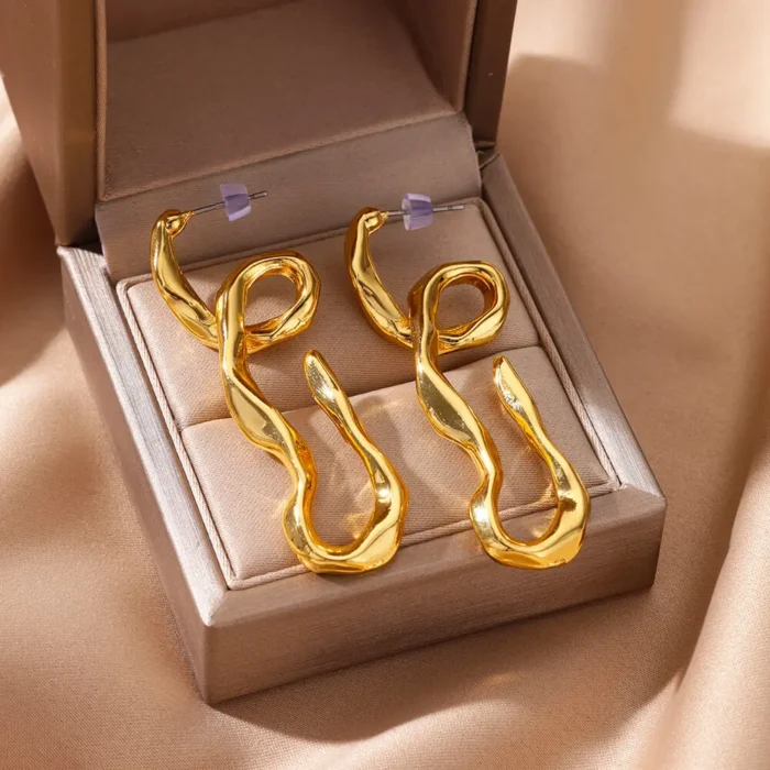 Stainless Steel Earring for Women Heart Zircon Gold Color Hoop Earrings Vintage Waterproof Ear Piercing Jewelry Accessories Gift - Image 6