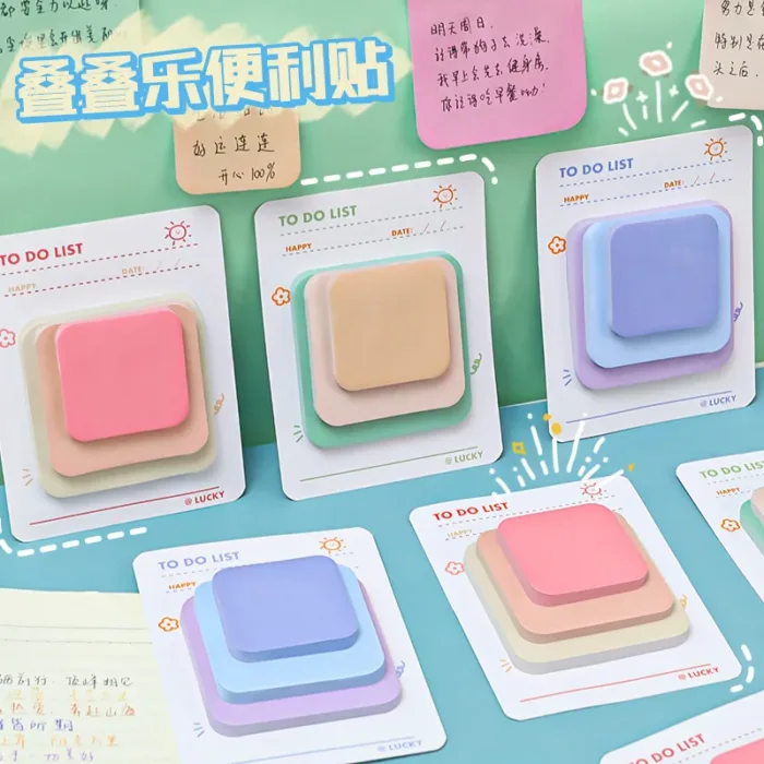 Multicolor Memo Pad 3 Size Adhesive Notepad Decal Scrapbooking DIY Diary Sticky Note Office School Supplies Kawaii Stationery - Image 3
