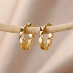 Stainless Steel Earring for Women Heart Zircon Gold Color Hoop Earrings Vintage Waterproof Ear Piercing Jewelry Accessories Gift - Image 24