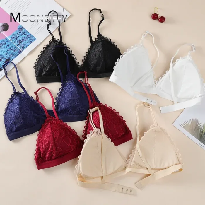 Sexy Deep V Bras for Women Triangle Cup Bralette Ladies Soft Underwear Adjustable Push Up Bra Sexy Lingerie Lace Bra Strapless - Image 2