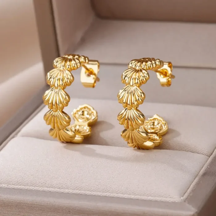 Stainless Steel Earring for Women Heart Zircon Gold Color Hoop Earrings Vintage Waterproof Ear Piercing Jewelry Accessories Gift - Image 8