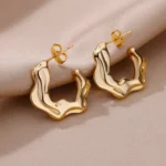 Stainless Steel Earring for Women Heart Zircon Gold Color Hoop Earrings Vintage Waterproof Ear Piercing Jewelry Accessories Gift - Image 21