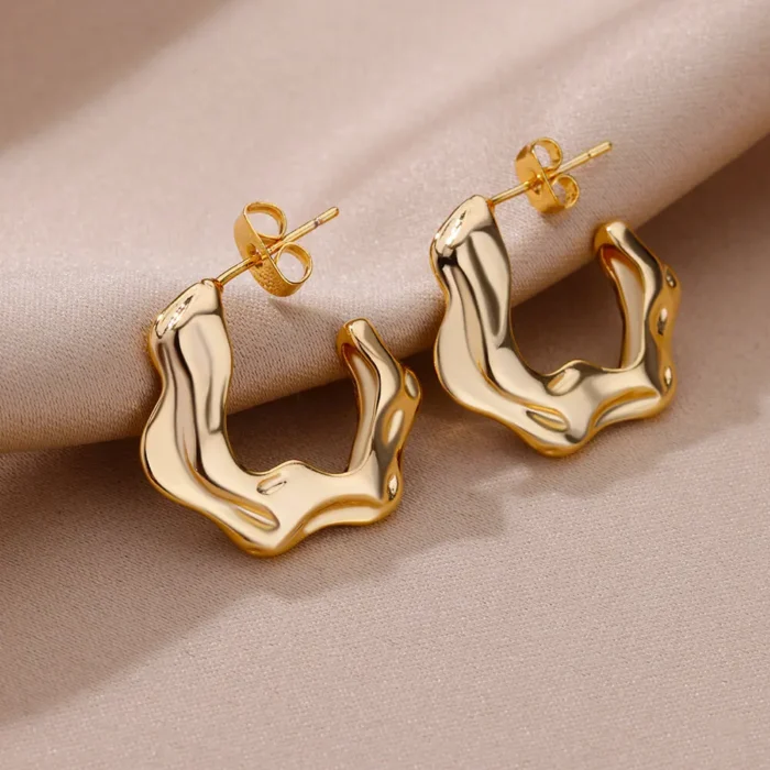Stainless Steel Earring for Women Heart Zircon Gold Color Hoop Earrings Vintage Waterproof Ear Piercing Jewelry Accessories Gift - Image 21