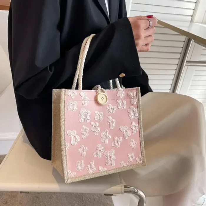2024 Linen Bags Handbag For Women Shopper Tote Bag Fashion Designer Bag Convenient Large-capacity For Travel Grocery Bag - Image 4