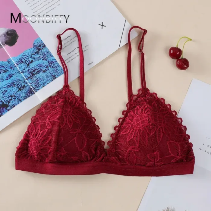 Sexy Deep V Bras for Women Triangle Cup Bralette Ladies Soft Underwear Adjustable Push Up Bra Sexy Lingerie Lace Bra Strapless - Image 1