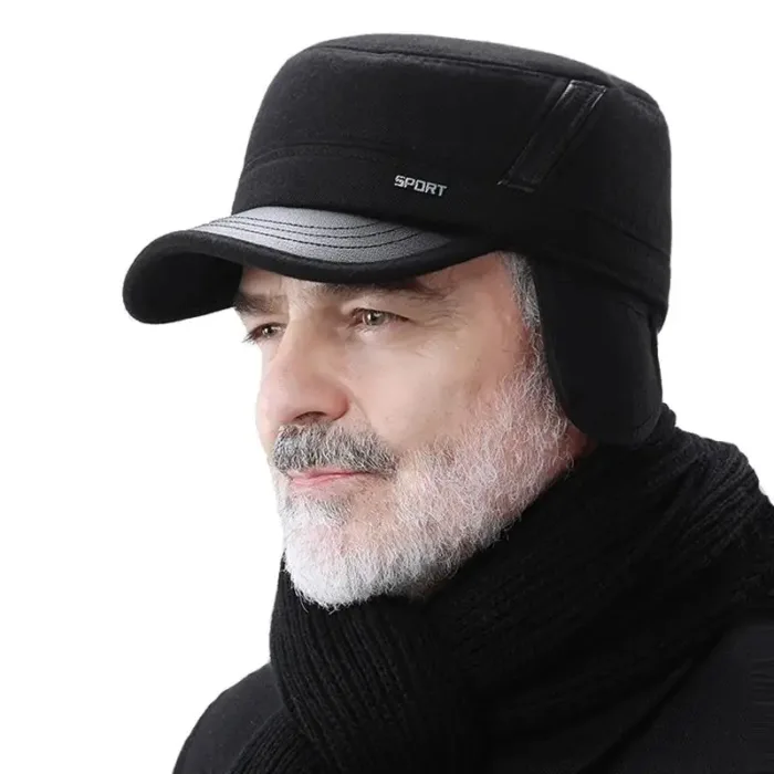 Warm Winter Baseball Cap Sport Golf Military Flat Hat Caps For Men Snapback Casquette Bones Dad Cap Gorras Earflaps wholesale - Image 1