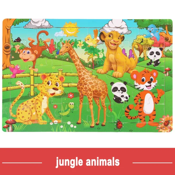 Logic Thinking Intellectual Wooden Game Puzzle Jigsaw Animal Vehicle Cartoon Early Educational Toys For Kids Children Gift - Image 7