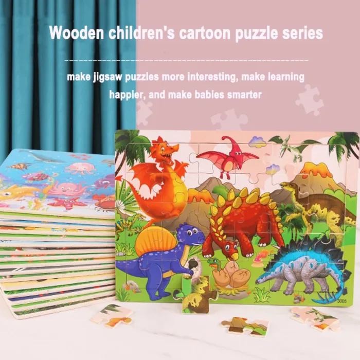 Logic Thinking Intellectual Wooden Game Puzzle Jigsaw Animal Vehicle Cartoon Early Educational Toys For Kids Children Gift - Image 3