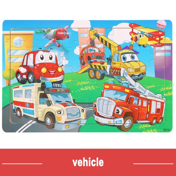Logic Thinking Intellectual Wooden Game Puzzle Jigsaw Animal Vehicle Cartoon Early Educational Toys For Kids Children Gift - Image 9