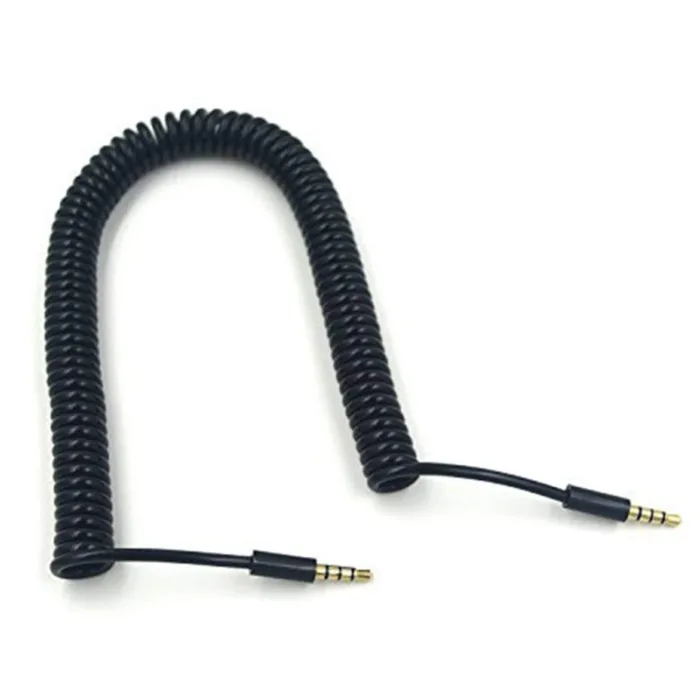 3.5mm Male to Male Jack 4 Pole Extension Aux Audio Coiled Spiral Cable 1.5M - Image 2