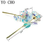 Eternal Rose Colorful Galaxy Artificial Flowers 24K Gold Foil Flower Love Base Flare box for Girlfriend Valentine's Day Gift - Image 3