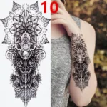 1PC Black Forest Tattoo Sticker For Men Women Tiger Wolf Death Skull Temporary  Fake Henna Skeleton King Animal Tatoo - Image 13