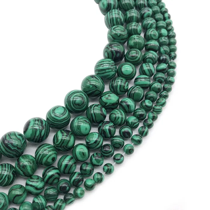 Natural Green Malachite Stone Round Loose Beads 4 6 8 10 12 14mm For Jewelry Making Bracelet Necklace Diy  Strand 15" Wholesale - Image 4