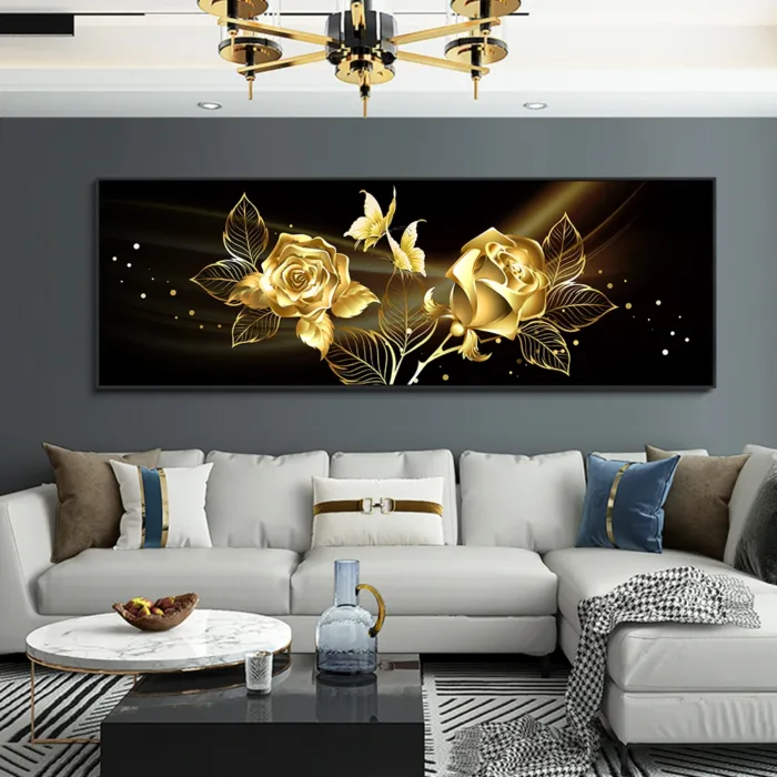 Modern Abstract Oil Painting on Canvas Posters and Prints Wall Art Painting Gold Flower Canvas Art Picture for Home Decoration - Image 1