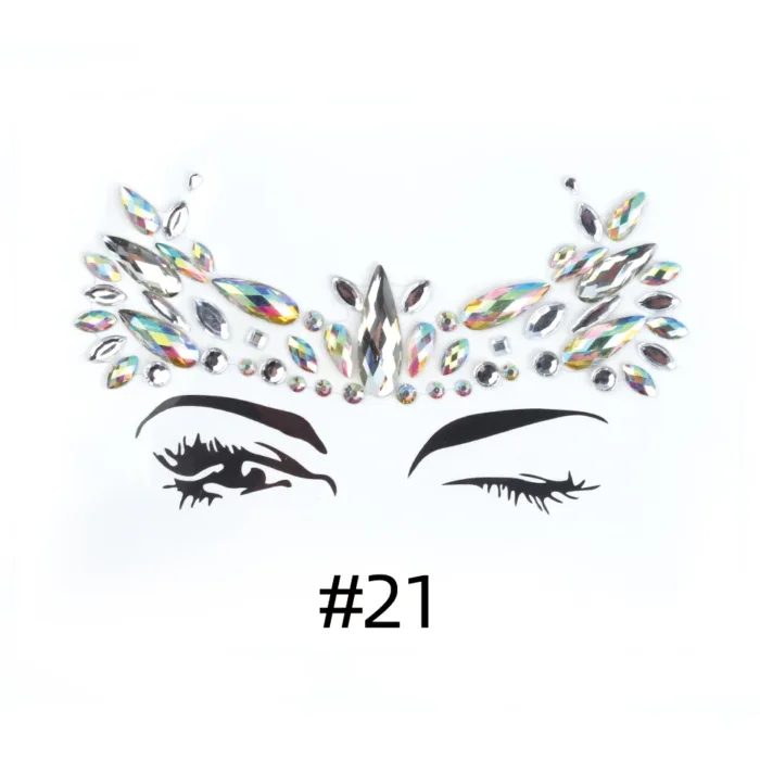 3D Sexy Face Tattoo Stickers Shiny Face Decoration Glitter Fake Tattoo Rhinestones Trendy Acrylic Drill Temporary Tattoo Sticker - Image 16