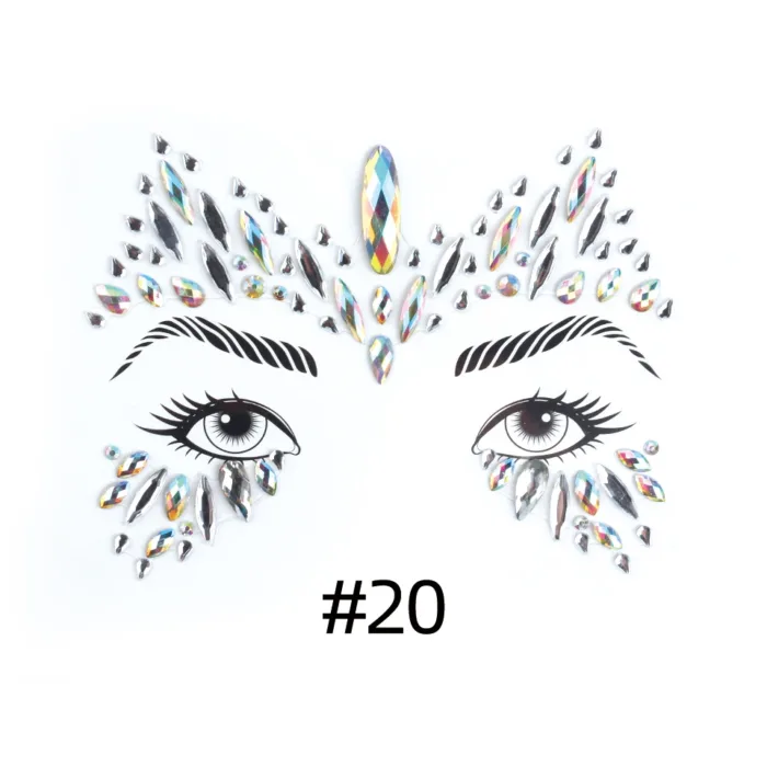 3D Sexy Face Tattoo Stickers Shiny Face Decoration Glitter Fake Tattoo Rhinestones Trendy Acrylic Drill Temporary Tattoo Sticker - Image 13