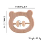 1pc Baby Toy Beech Bear Hand Teething Baby Rattles Wood Ring Cartoon Car Play Gym Montessori Stroller Toy Educational Toys - Image 11
