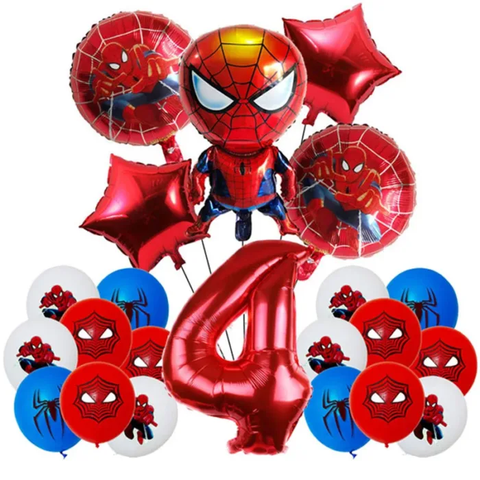 Spiderman Theme Kids Birthday Supplies 3D Great Spider Foil Balloons Disposable Tableware Napkin Cup Birthday Party Decorations - Image 46