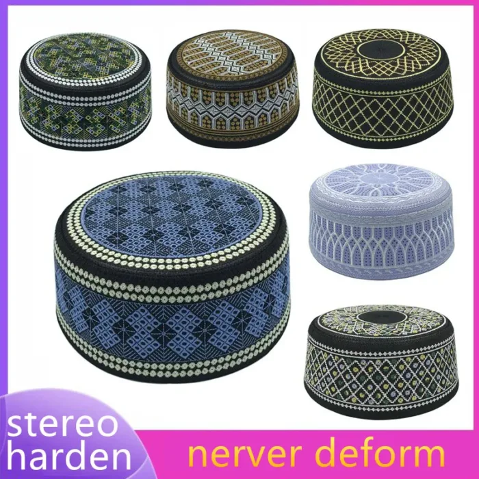 New Muslim Men Prayer Hats Cotton Embroidery Leisure Saudi Arabia Islamic Hat muslim turban Jewish Cap Men Headscarf Clothing - Image 1