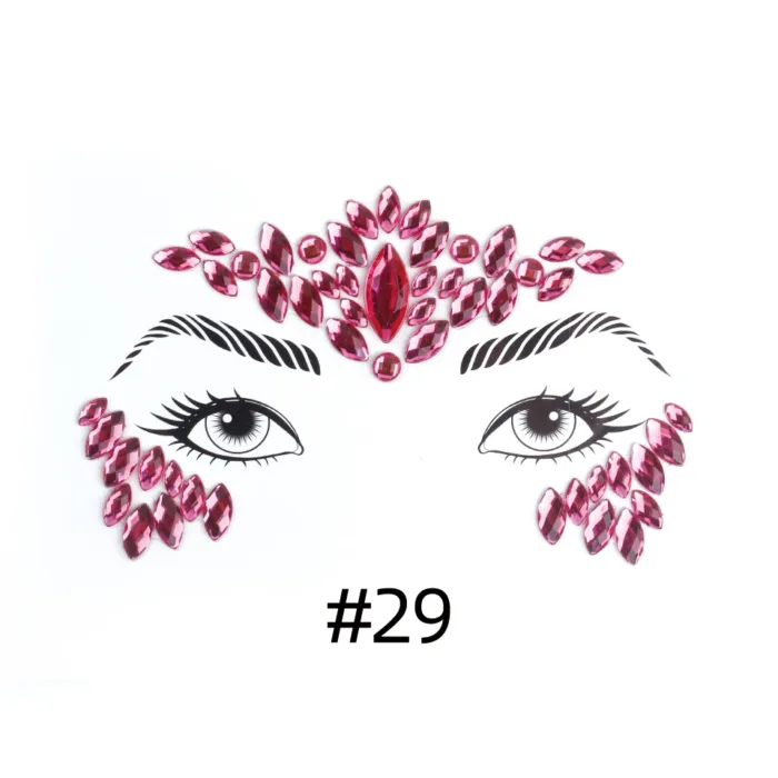 3D Sexy Face Tattoo Stickers Shiny Face Decoration Glitter Fake Tattoo Rhinestones Trendy Acrylic Drill Temporary Tattoo Sticker - Image 22