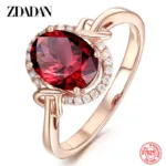 ZDADAN 925 Sterling Silver Big Oval Ruby Zircon Ring For Women Temperament Jewelry Accessories Gift - Image 4
