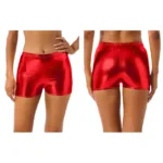 Womens Shiny Metallic Shorts Ladies Rave Party Pole Dance Clubwear Wetlook Booty Shorts Mid Waist Elastic Waistband Hot Pants - Image 11