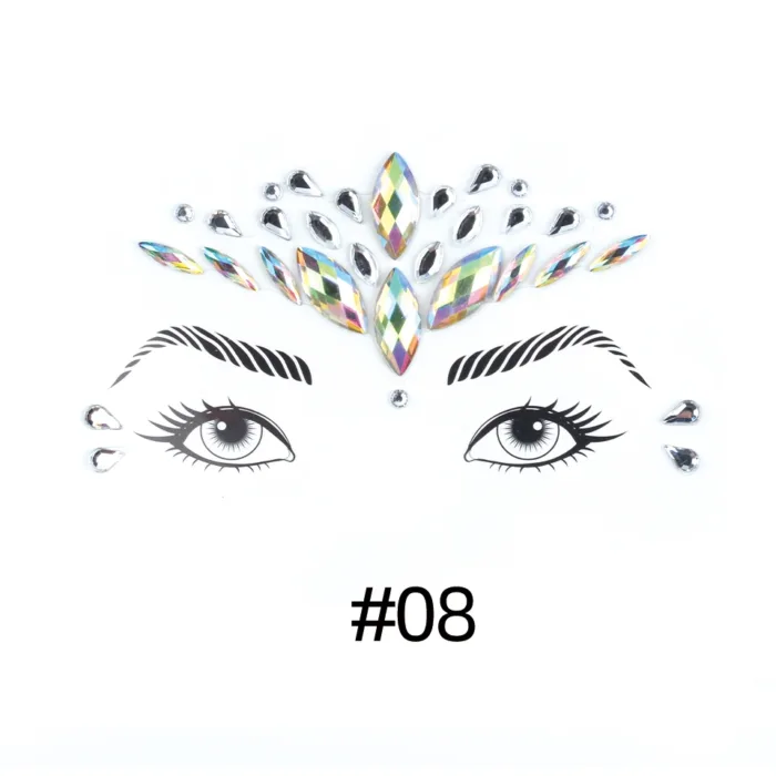 3D Sexy Face Tattoo Stickers Shiny Face Decoration Glitter Fake Tattoo Rhinestones Trendy Acrylic Drill Temporary Tattoo Sticker - Image 18