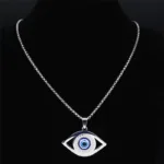 Islam Hamsa Evil Blue Eye Necklace Stainless Steel Turkish Eye Chain Bracelet Greek Jewelry ojo turco acero inoxidable N1137S02 - Image 3