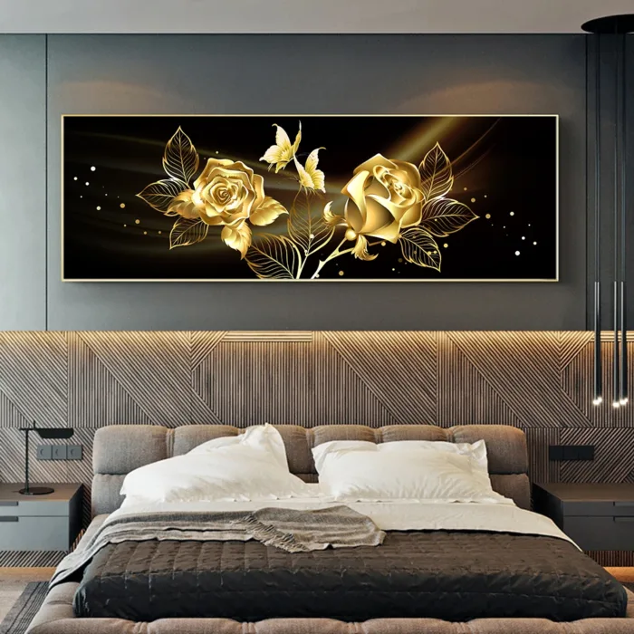 Modern Abstract Oil Painting on Canvas Posters and Prints Wall Art Painting Gold Flower Canvas Art Picture for Home Decoration - Image 2