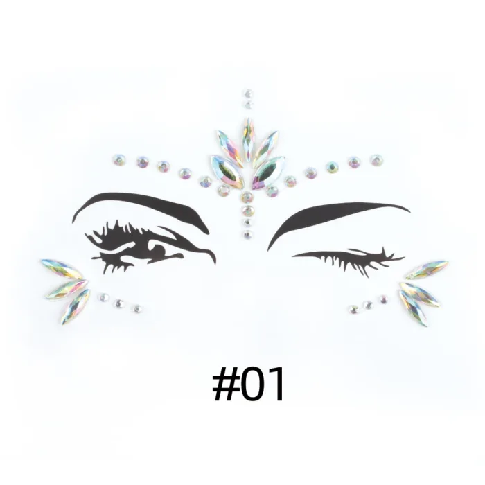 3D Sexy Face Tattoo Stickers Shiny Face Decoration Glitter Fake Tattoo Rhinestones Trendy Acrylic Drill Temporary Tattoo Sticker - Image 12