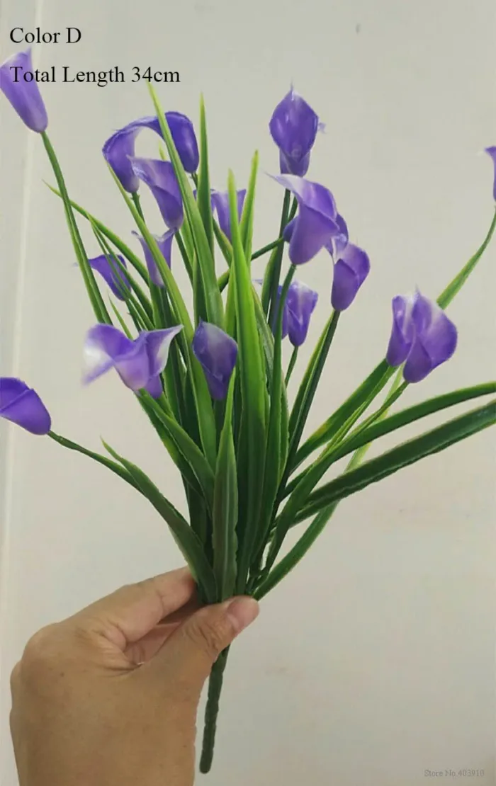 New beautiful 25 heads/bouquet mini artificial calla with leaf plastic fake lily Aquatic plants home room decoration flower - Image 19