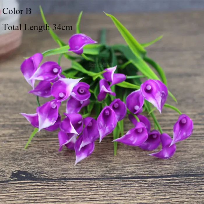 New beautiful 25 heads/bouquet mini artificial calla with leaf plastic fake lily Aquatic plants home room decoration flower - Image 15