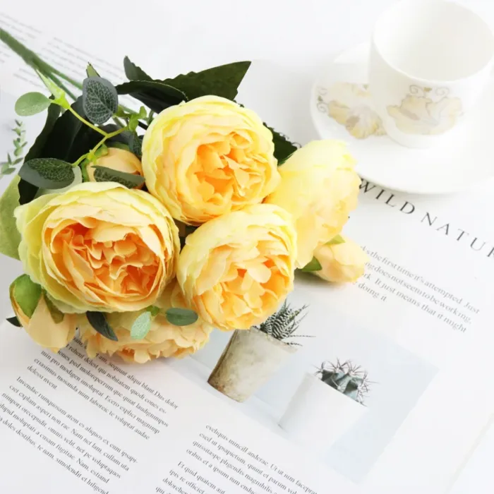 1 Bundle Silk Peony Bouquet Home Decoration Accessories Wedding Party Scrapbook Fake Plants Diy Pompons Artificial Roses Flowers - Image 12