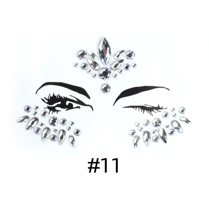 3D Sexy Face Tattoo Stickers Shiny Face Decoration Glitter Fake Tattoo Rhinestones Trendy Acrylic Drill Temporary Tattoo Sticker - Image 20