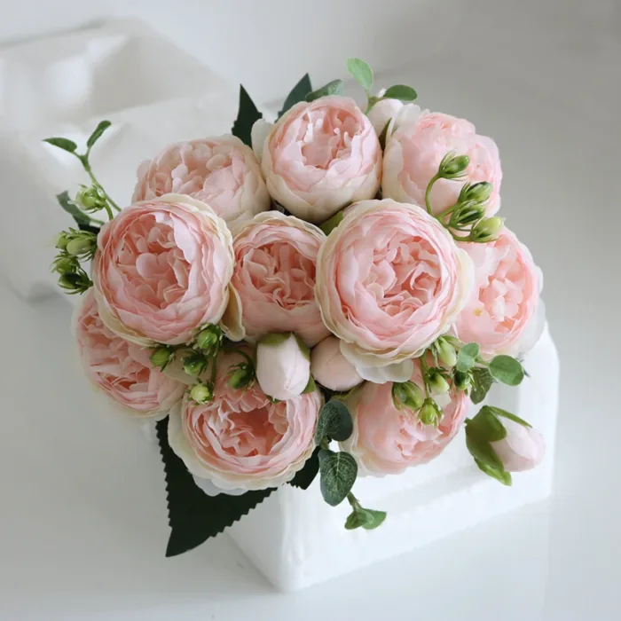 1 Bundle Silk Peony Bouquet Home Decoration Accessories Wedding Party Scrapbook Fake Plants Diy Pompons Artificial Roses Flowers - Image 4