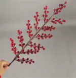 Artificial Holly Berry Red Fruits Branch, Christmas Decoration, Spring Festival, New Year, Home, 12 Fork, 2021 - Image 9
