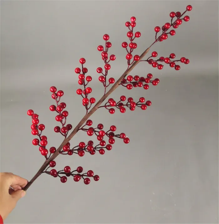 Artificial Holly Berry Red Fruits Branch, Christmas Decoration, Spring Festival, New Year, Home, 12 Fork, 2021 - Image 9