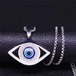 Islam Hamsa Evil Blue Eye Necklace Stainless Steel Turkish Eye Chain Bracelet Greek Jewelry ojo turco acero inoxidable N1137S02 - Image 10