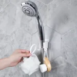 1 PCS ABS Shower Head Holder Self-Adhesive Showerhead Fixed Bracket Wall Mount With 2 Hooks Stand Bathroom Universal Accessories - Image 3
