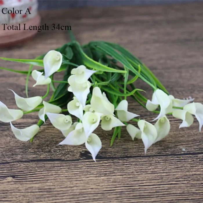New beautiful 25 heads/bouquet mini artificial calla with leaf plastic fake lily Aquatic plants home room decoration flower - Image 17