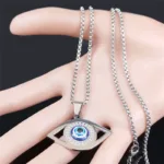 Islam Hamsa Evil Blue Eye Necklace Stainless Steel Turkish Eye Chain Bracelet Greek Jewelry ojo turco acero inoxidable N1137S02 - Image 5