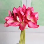 6Heads of Artificial Cymbidium Flower for Home Decor Table Orchid Real Touch Flower Wedding Bride Hand Bouquet Photography Props