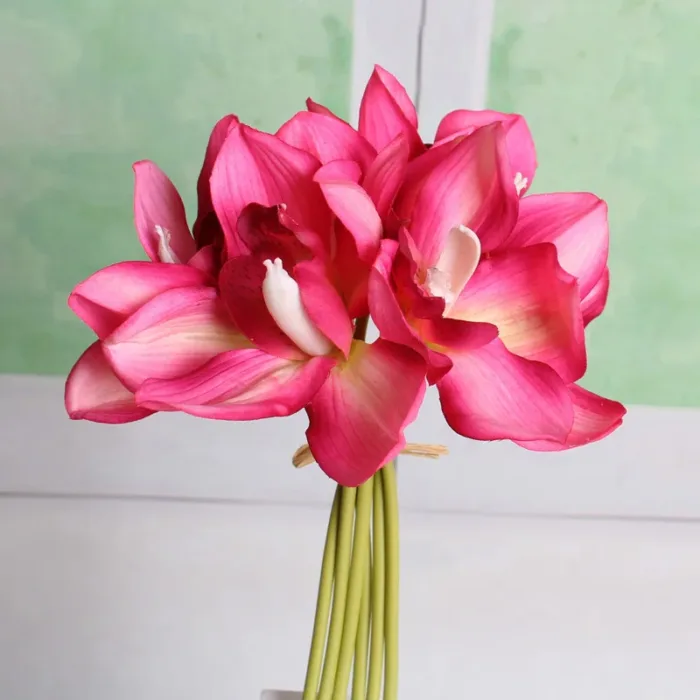 6Heads of Artificial Cymbidium Flower for Home Decor Table Orchid Real Touch Flower Wedding Bride Hand Bouquet Photography Props - Image 1