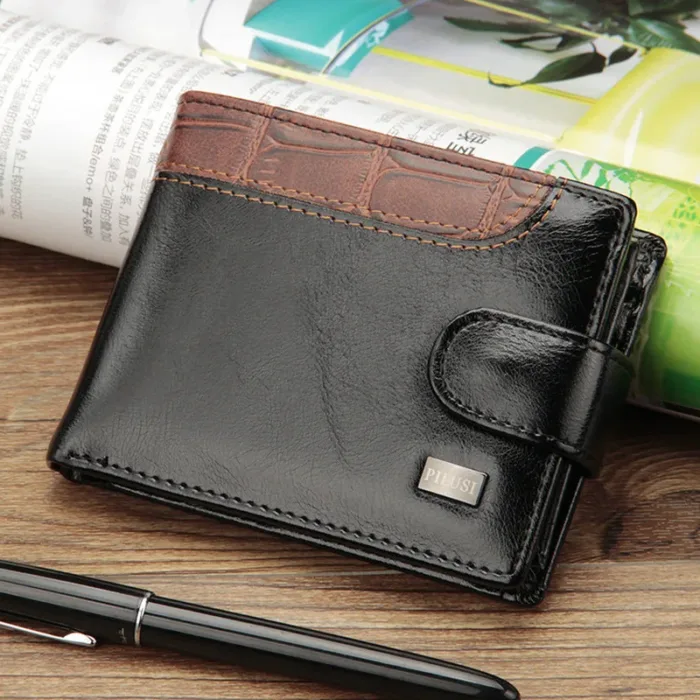 New Brand Trifold Wallet Men Clutch Money Bag Patchwork Leather Men Wallets Short Male Purse with Coin Pocket Card Holder - Image 2