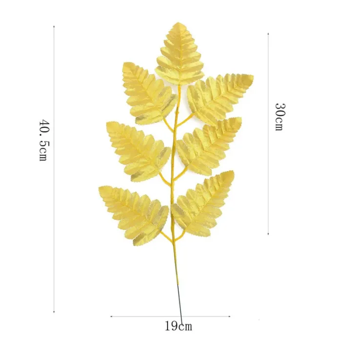 1 PC Hot Plastic Artificial Leaves For Home Decoration Golden Plant Leaves For Morden Party New Year Adornment 30cm - Image 4