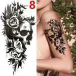 1PC Black Forest Tattoo Sticker For Men Women Tiger Wolf Death Skull Temporary  Fake Henna Skeleton King Animal Tatoo - Image 11